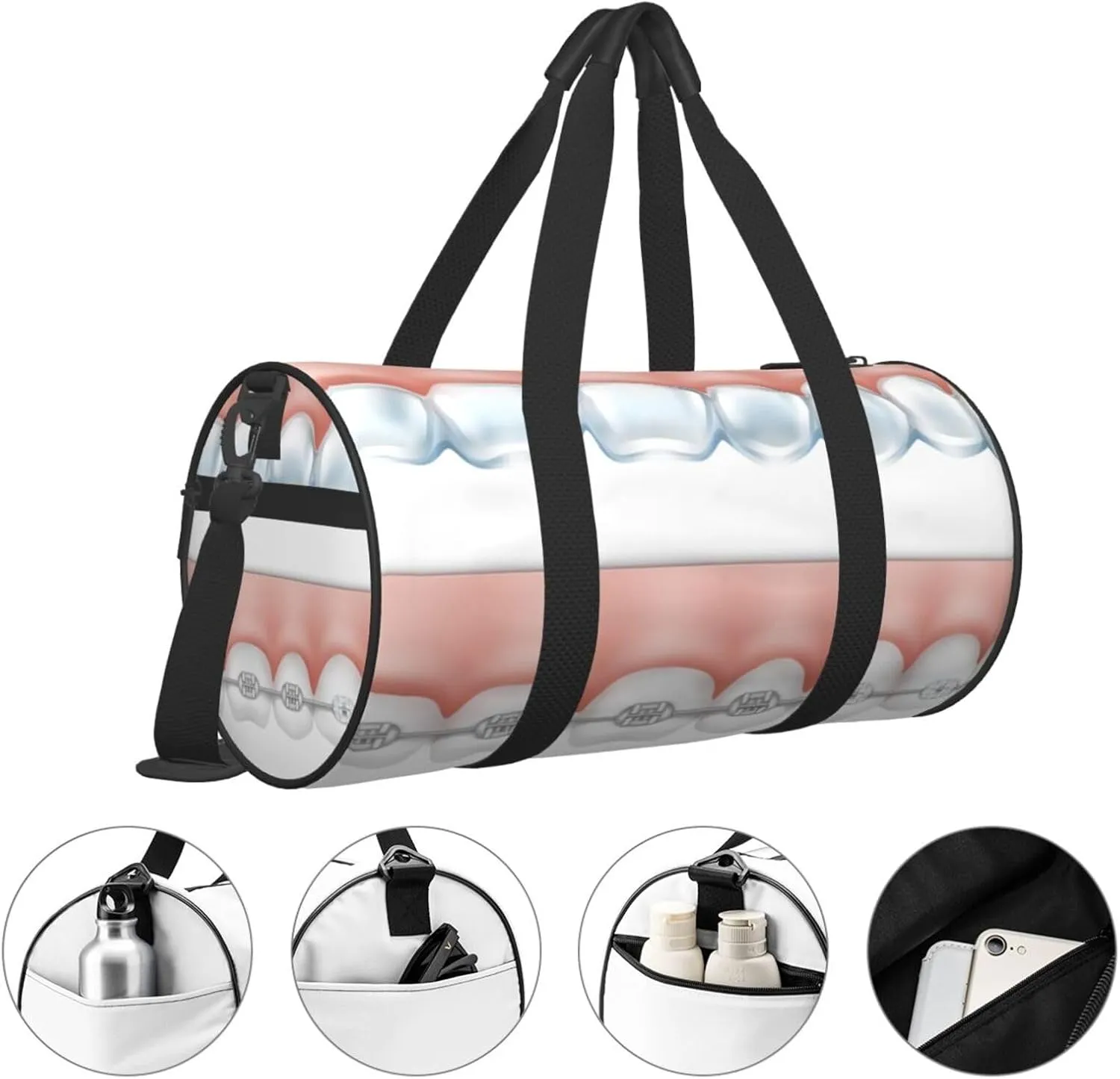 Travel Duffle Bag for Men Women, Tooth Metal Dentist Duffle Bags for Sport Gym Overnight Luggage