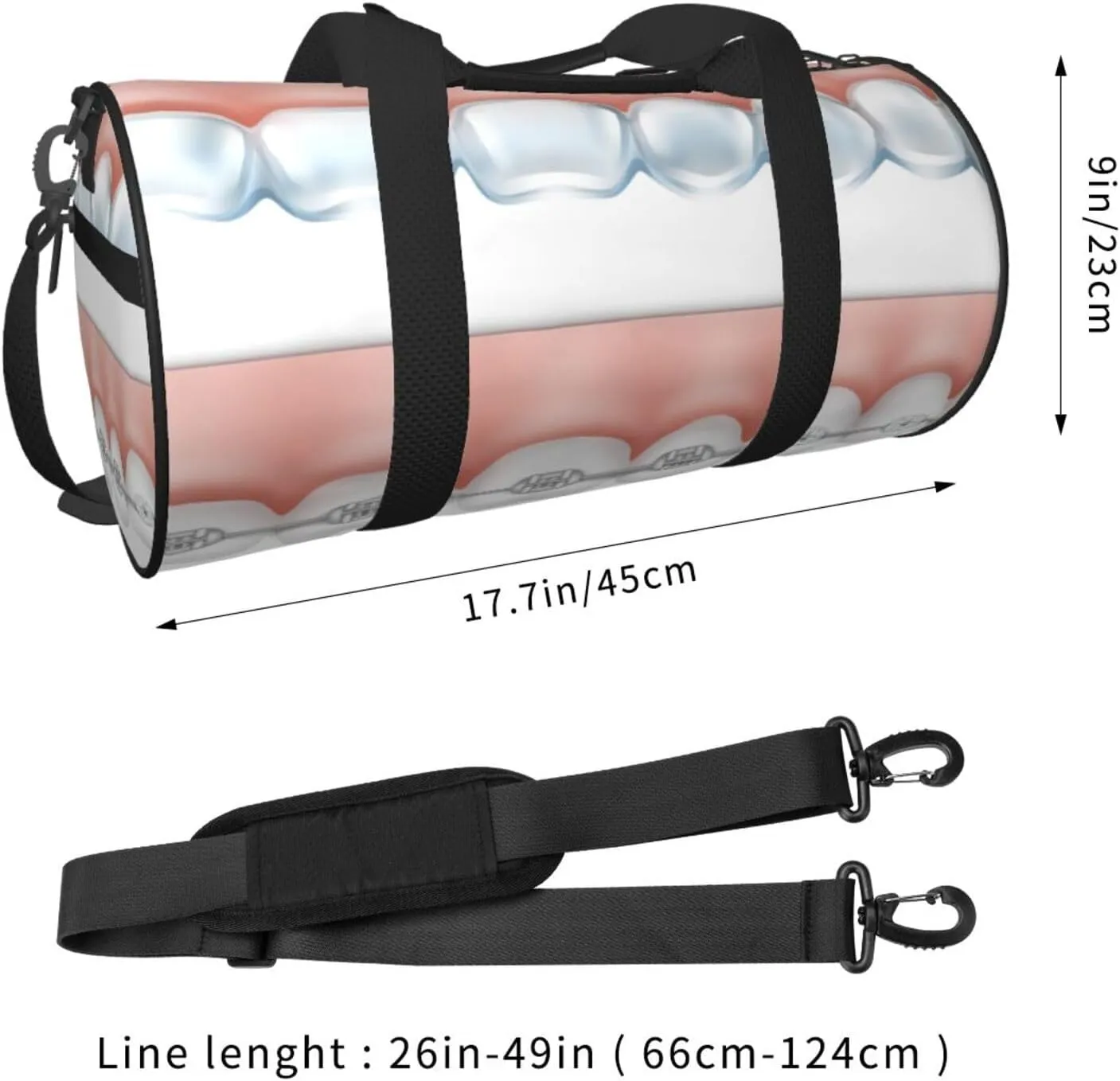 Travel Duffle Bag for Men Women, Tooth Metal Dentist Duffle Bags for Sport Gym Overnight Luggage