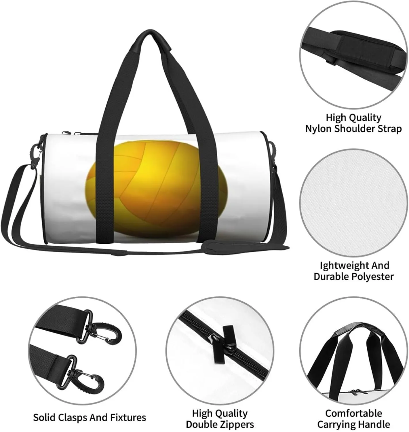 Travel Duffle Bag for Men Women, Volleyball Ball Duffle Bags for Sport Gym Overnight Luggage