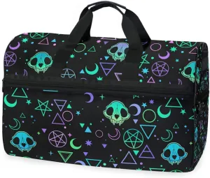 Travel Magic Skulls Sports Gym Bag Travel Luggage Overnight Bags for Men Women Duffel Bags with Adjustable Strap for Traveling