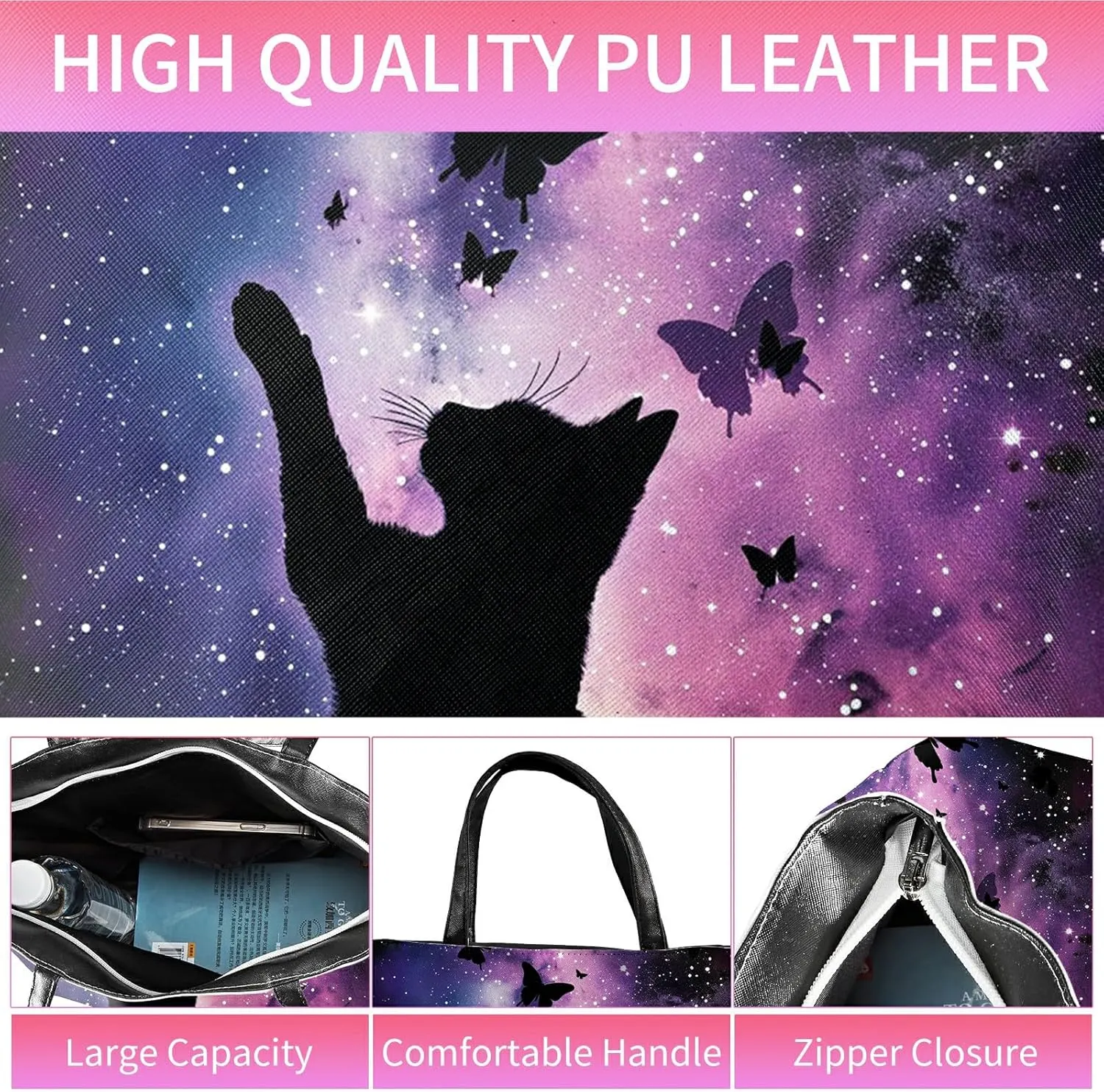 Travel Tote Bags Leather Purses for Women, Shoulder Bag with Zipper, Top Handle Ladies Shoulder Bags