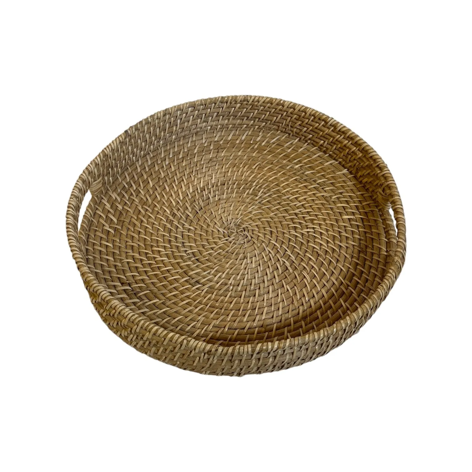 TRAY ROUND RATTAN WITH CUTOUT HANDLES