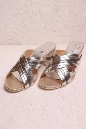 Tribeca Metallic Leather Block Heels