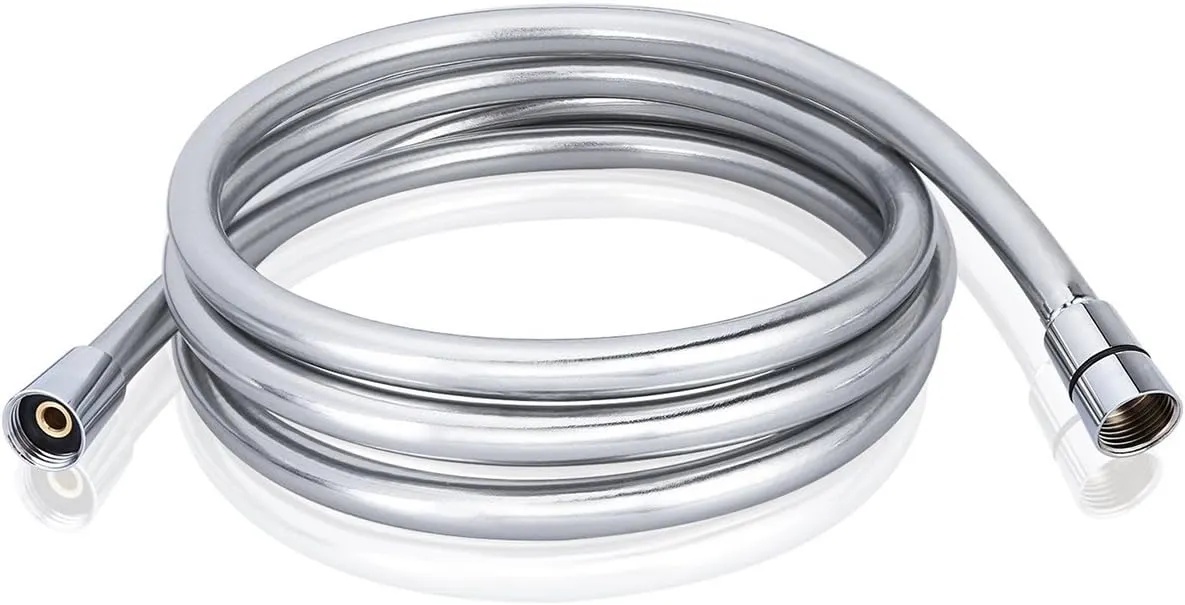 TRIPHIL Kink-free PVC Shower Hoses Replacement 59" Long for Handheld Shower Head Hose Extension Swivel Brass twist-proof Connectors Lightweight Flexible Plastic Tube Mirror Silver 59 Inches