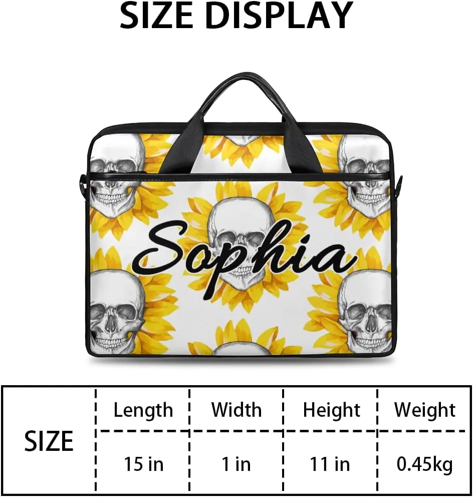 TropicalLife Personalized Laptop Bag 15 Inch Custom Sleeve Case with Handle Shoulder Strap Computer Messenger Bag