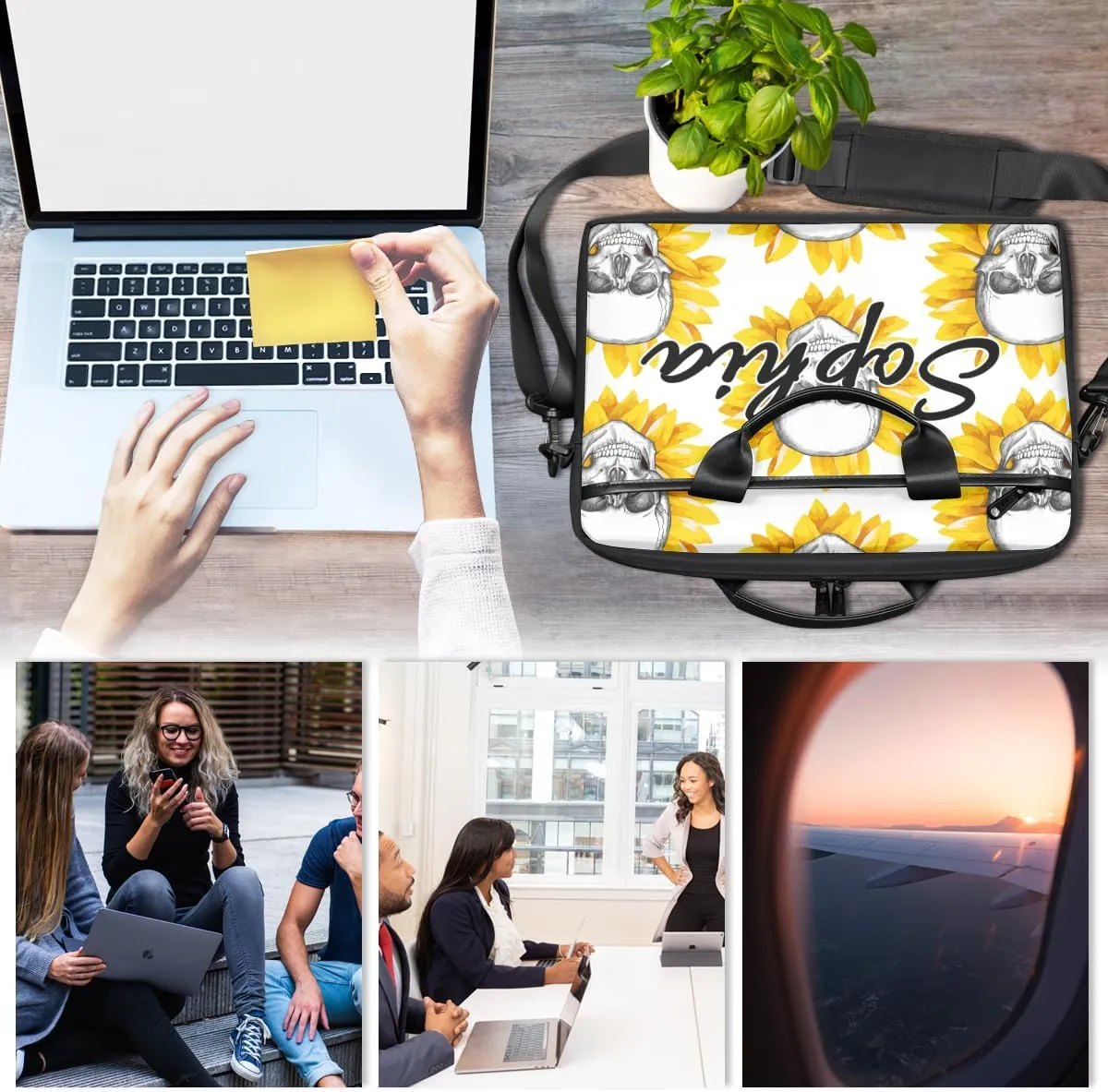 TropicalLife Personalized Laptop Bag 15 Inch Custom Sleeve Case with Handle Shoulder Strap Computer Messenger Bag