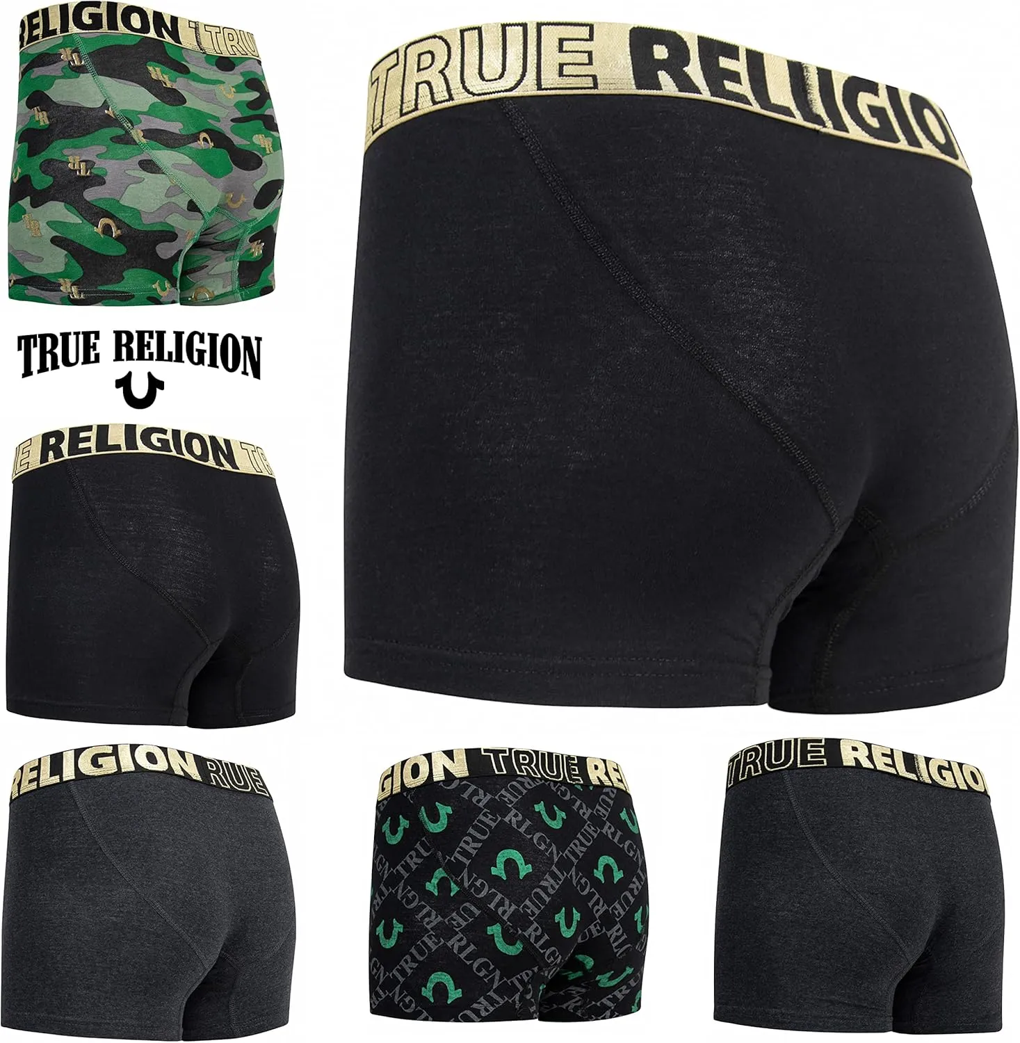 True Religion Mens Boxer Briefs Cotton Stretch Underwear for Men Pack of 6
