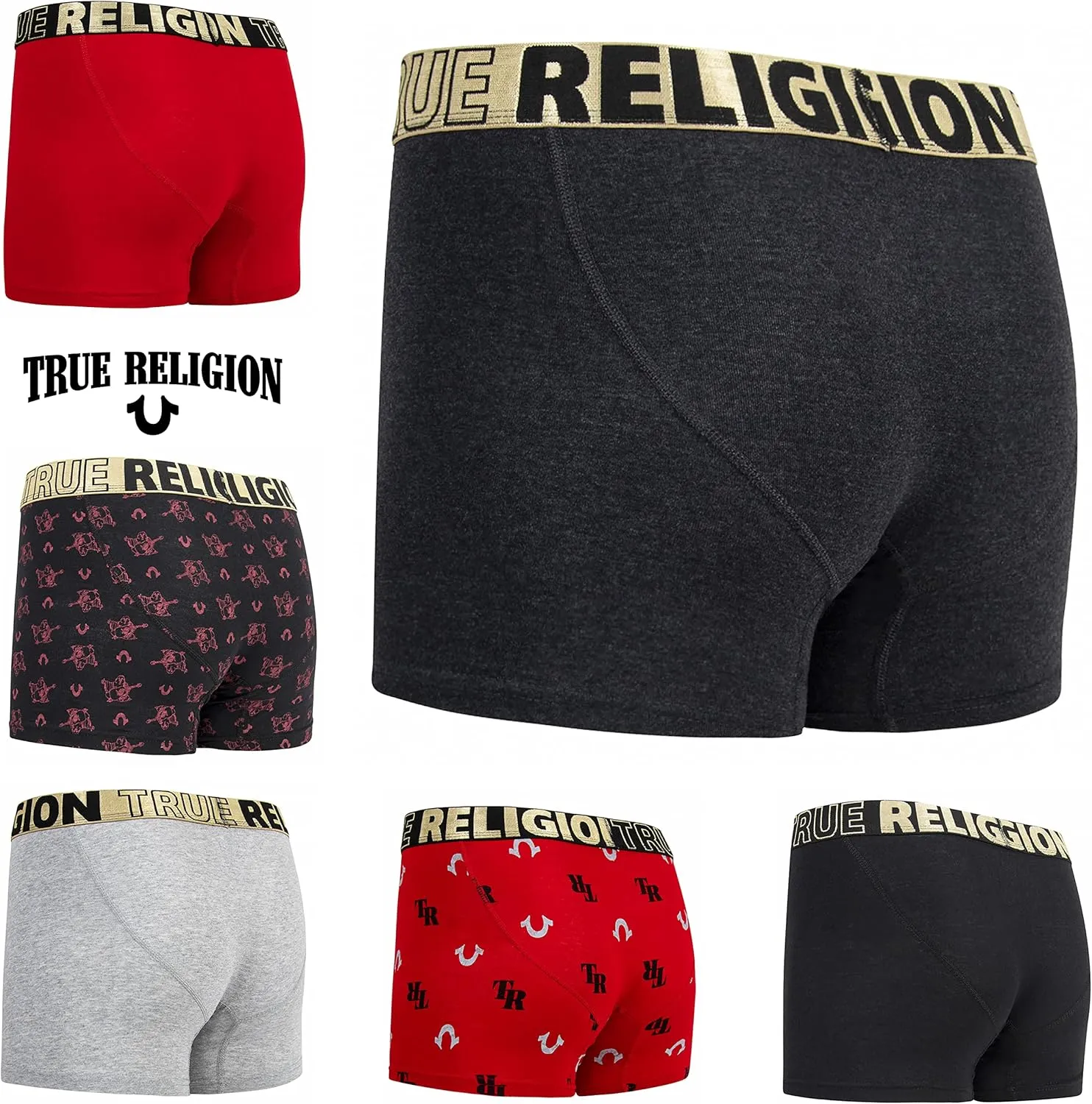 True Religion Mens Boxer Briefs Cotton Stretch Underwear for Men Pack of 6