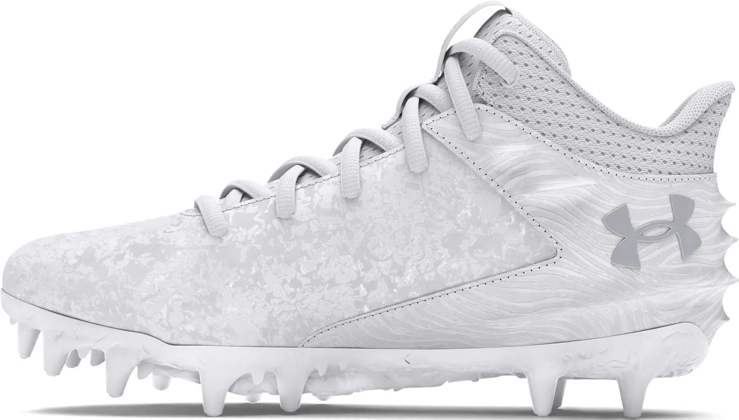 Under Armour Boys Blur Select MC Jr Football Cleats - Track Spike Inspired Design 4.5 White-metallic Silver