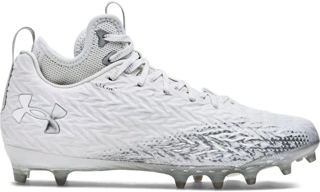 Under Armour Spotlight Clone 3.0 MC Mens Football Cleats White-Metallic Silver