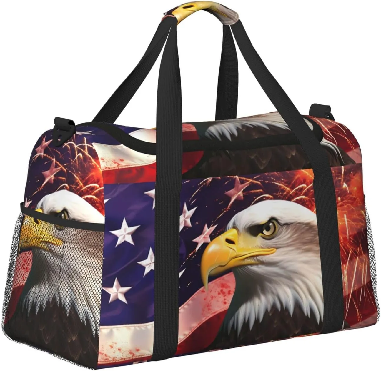 Usa Firework Eagle Star Flag Travel Weekender Overnight Bags Foldable Hand Travel Bag Sport Gym Duffel Bag For Men Women