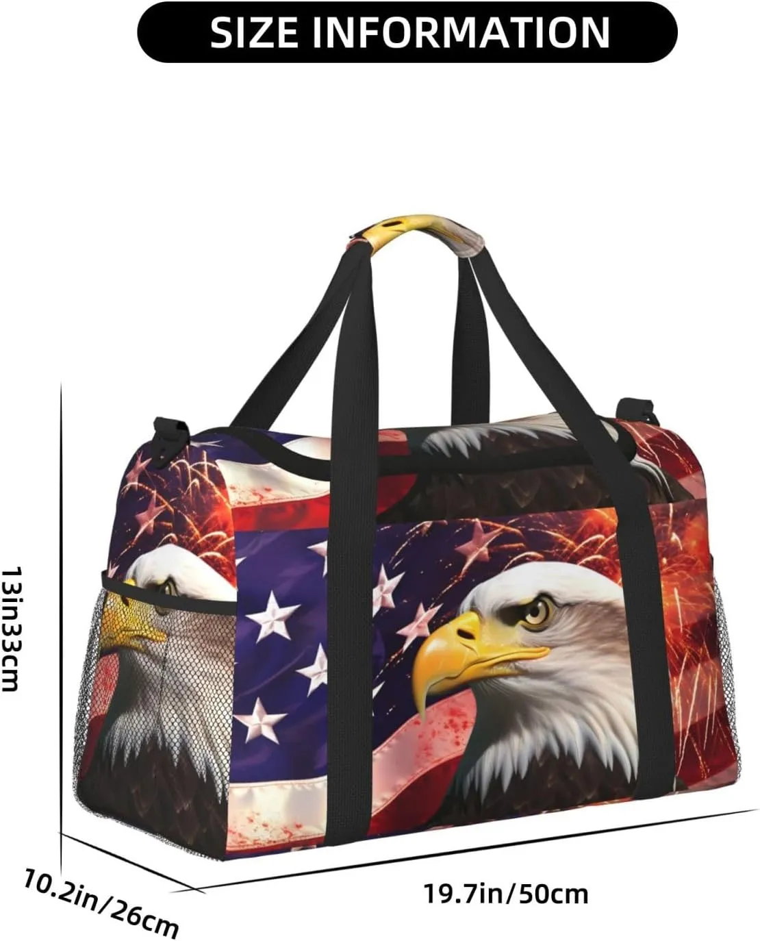 Usa Firework Eagle Star Flag Travel Weekender Overnight Bags Foldable Hand Travel Bag Sport Gym Duffel Bag For Men Women