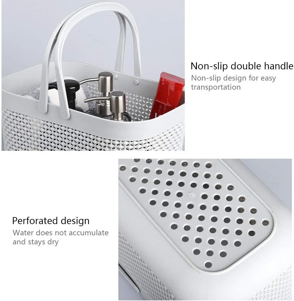 UUJOLY Plastic Organizer Storage Baskets with Handles, Shower Caddy Bins Organizer for Bathroom and kitchen (3 Pack, Grey)
