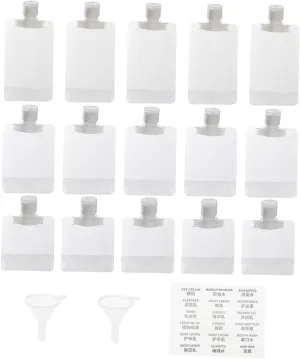 Vaguelly 1 Set Travel Emulsion Packing Bags Portable Squeeze Pouches with Labels Funnels for Easy Storage of Liquids Lotions Oils More