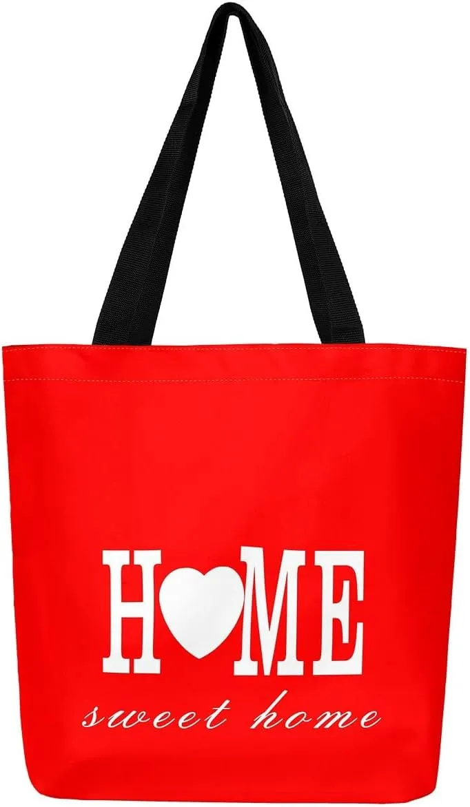 Valentine's Day Canvas Bag Buffalo Plaid Printed Canvas Bag Heart Love Anniversary Canvas Tote Bag