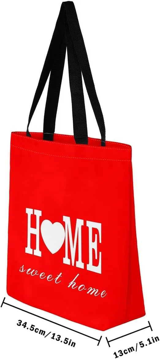 Valentine's Day Canvas Bag Buffalo Plaid Printed Canvas Bag Heart Love Anniversary Canvas Tote Bag