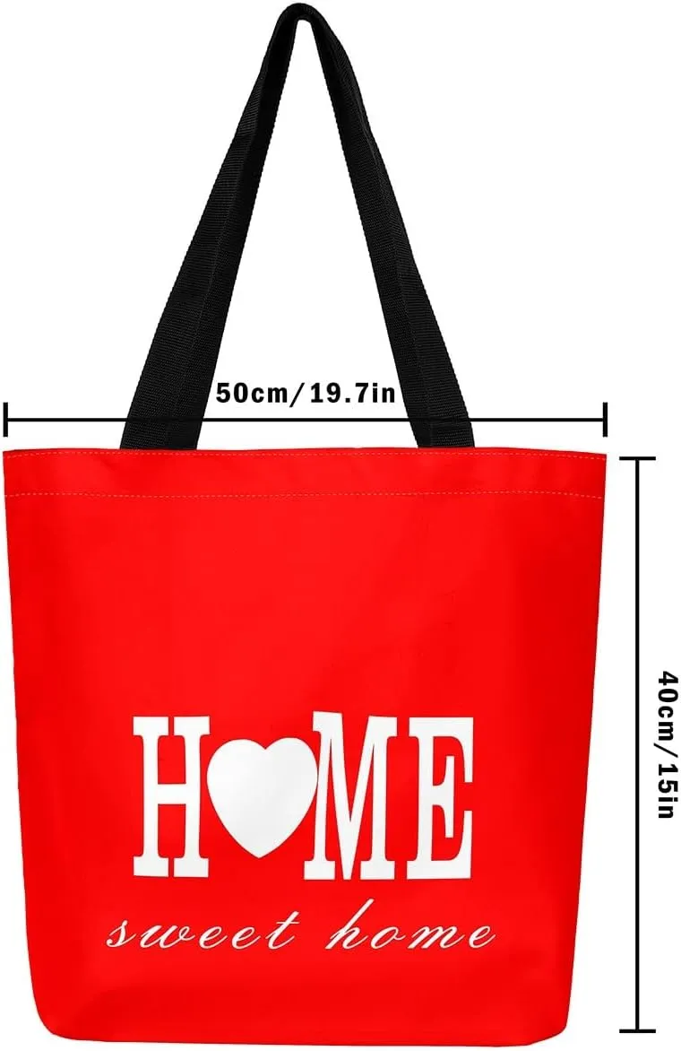Valentine's Day Canvas Bag Buffalo Plaid Printed Canvas Bag Heart Love Anniversary Canvas Tote Bag