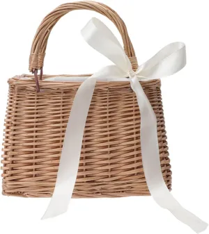 VALICLUD Fruit Basket Hand Woven Rectangular Wicker Handbag Purse Retro Summer Women Straw Tote Bag White