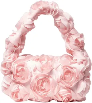 Verdusa Women's 3D Flower Clutch Handbags Rose Evening Purse Top Handle Bags
