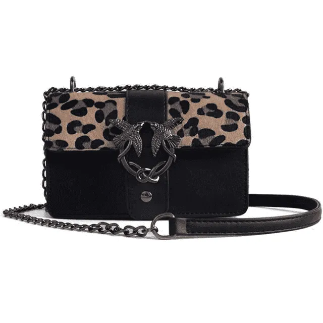 Versatile Leopard Designed Leather Shoulder Bag for Women