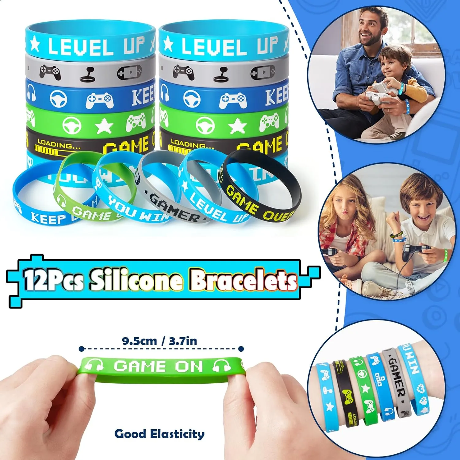 Video Game Party Favors Birthday Supplies, Gamer Drawstring Bag Keychain Silicone Bracelet Tattoo Sticker, Gamer Gaming Birthday Party Favor Goodie Bag Stuffers Fillers Classroom Rewards for Kids