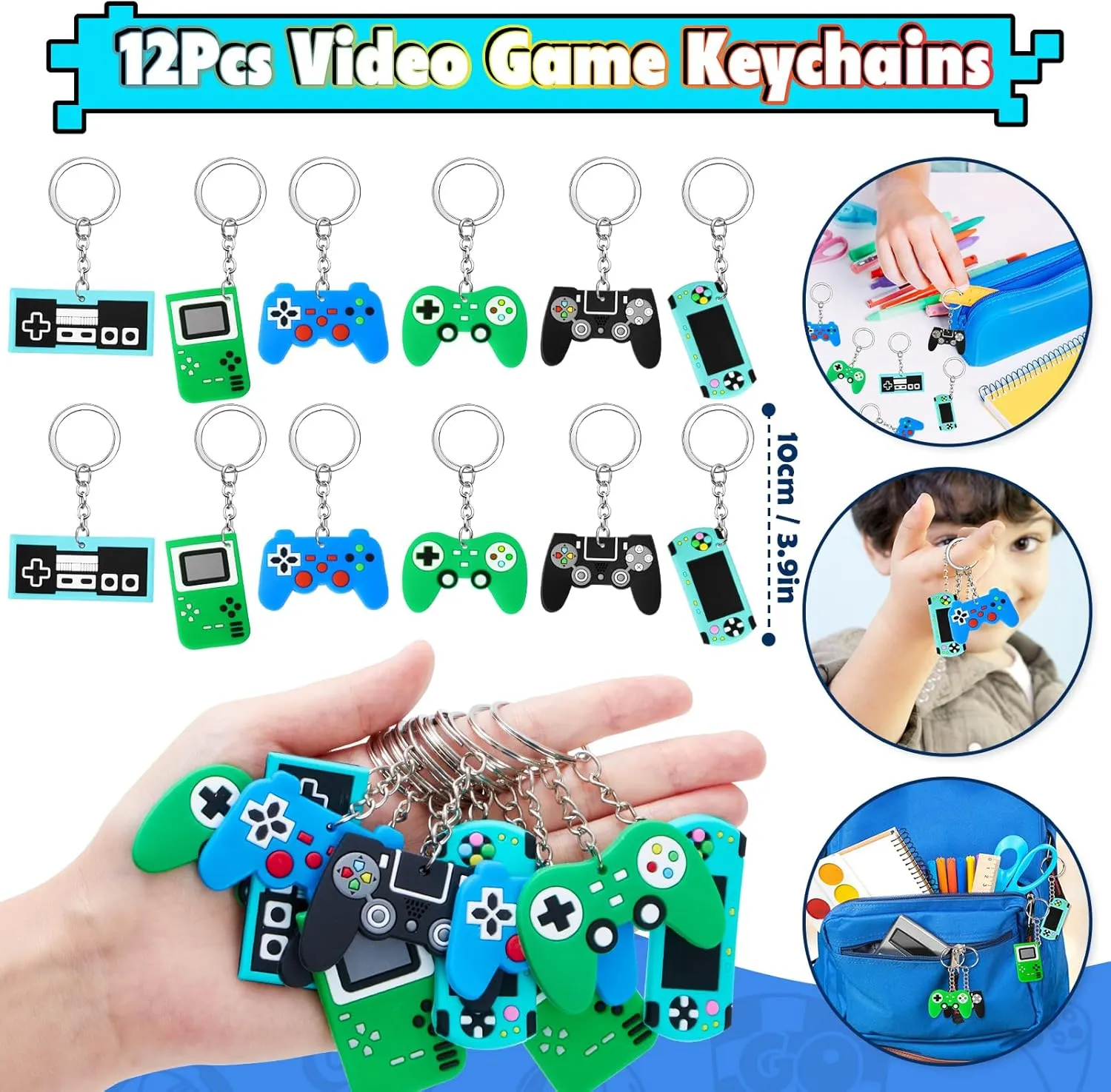 Video Game Party Favors Birthday Supplies, Gamer Drawstring Bag Keychain Silicone Bracelet Tattoo Sticker, Gamer Gaming Birthday Party Favor Goodie Bag Stuffers Fillers Classroom Rewards for Kids