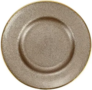 Vietri Metallic Glass Fawn Salad Plate, 8.5" D Elegant Wedding Dessert Appetizer & Sandwich Dish