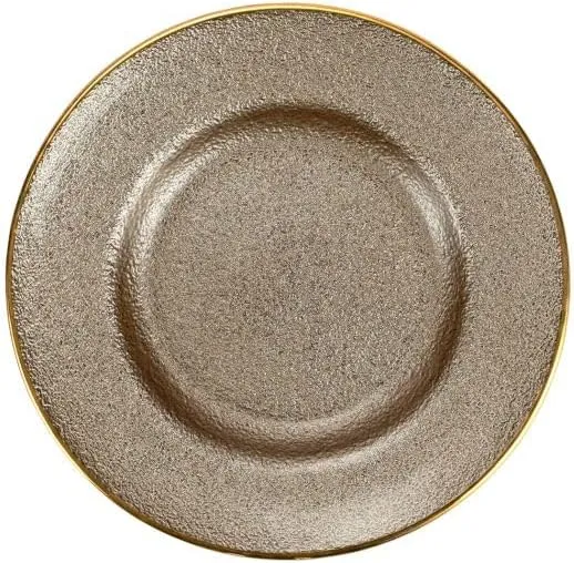 Vietri Metallic Glass Fawn Salad Plate, 8.5" D Elegant Wedding Dessert Appetizer & Sandwich Dish