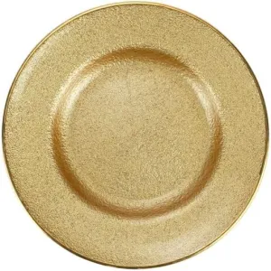 Vietri Metallic Glass Gold Salad Plate, 8.5" D Elegant Wedding Dessert Appetizer & Sandwich Dish