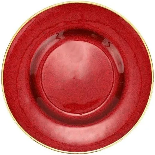 Vietri Metallic Glass Ruby Salad Plate, 8.5" D Elegant Wedding Dessert Appetizer & Sandwich Dish