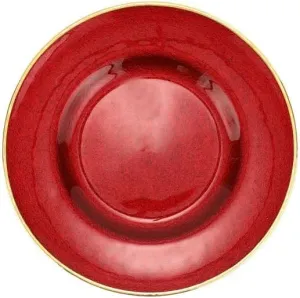 Vietri Metallic Glass Ruby Salad Plate, 8.5" D Elegant Wedding Dessert Appetizer & Sandwich Dish