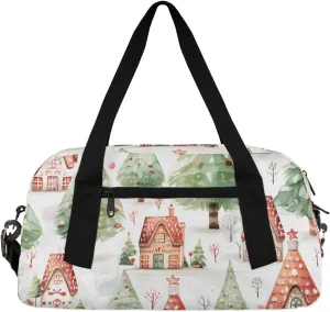 Village Christmas Tree Gym Bag Christmas Tree Gym Bag Wet/Dry Bag With Extra Drawstring Backpack For Travelling To The Gym