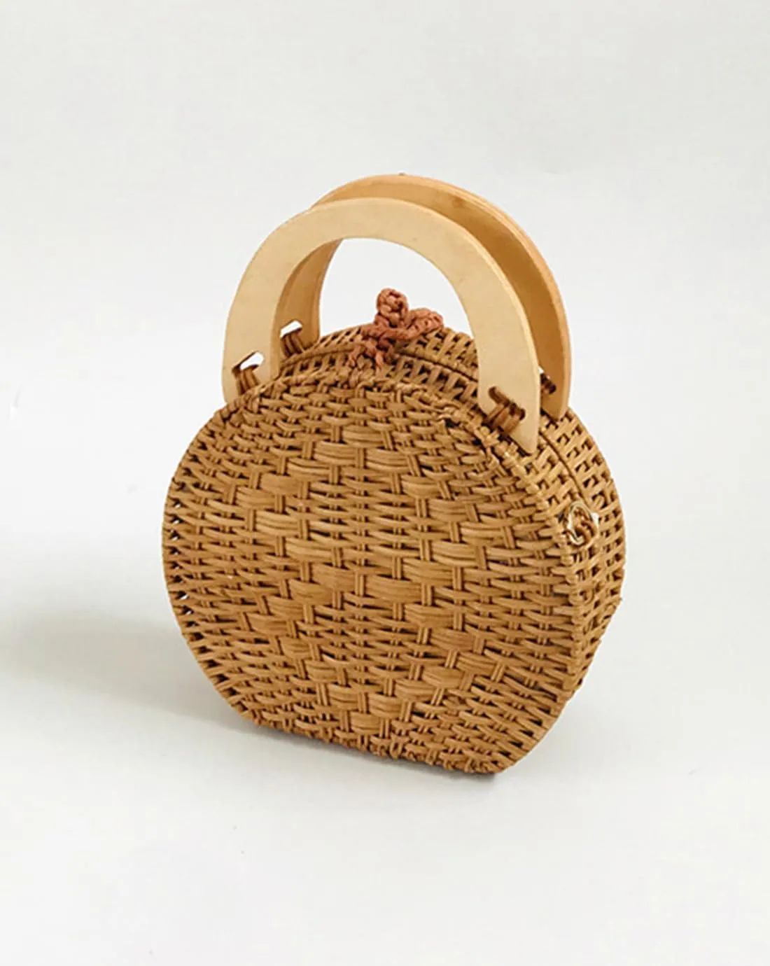 Vintage Handmade Handwoven Pearl Bag Rattan Shoulders Woven Handbags Beach Style Straw Bags