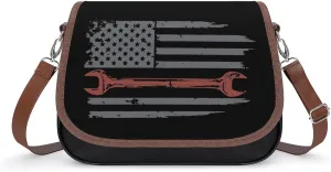 Vintage Mechanic U.S. Flag Fashion Crossbody Bags Purses for Women Funny Printing Shoulder Handbags Gifts
