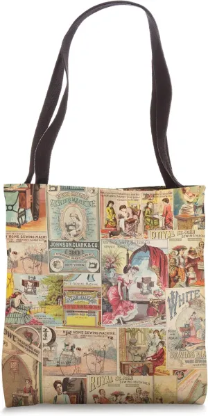 Vintage Victorian Edwardian Sewing Machine Patterns Dress Ad Tote Bag