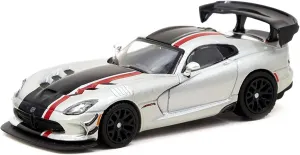 Viper ACR Extreme Silver Metallic with Black and Red Stripes Global64 Series 1/64 Diecast Model by Tarmac Works T64G-TL028-SL