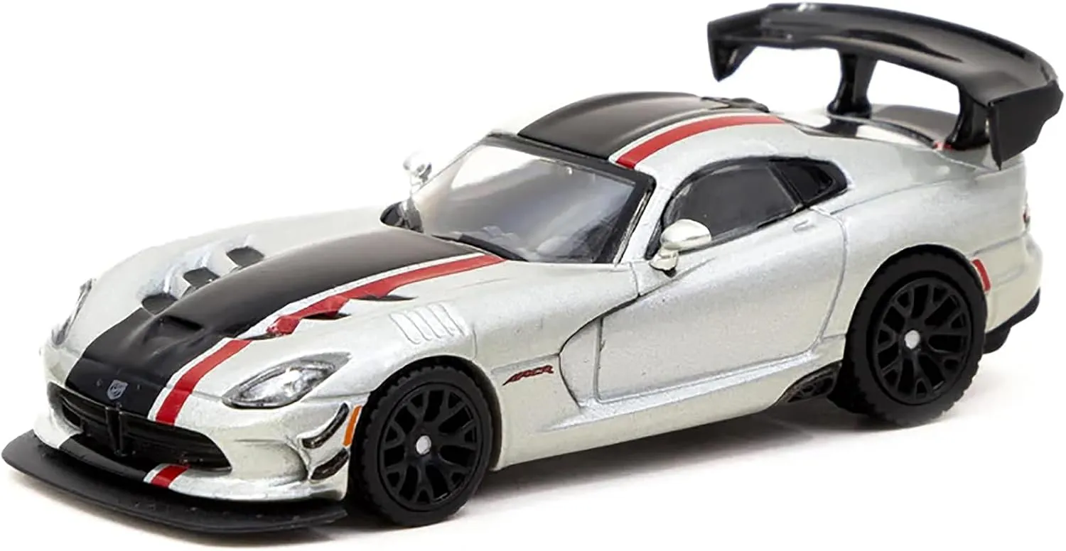 Viper ACR Extreme Silver Metallic with Black and Red Stripes Global64 Series 1/64 Diecast Model by Tarmac Works T64G-TL028-SL