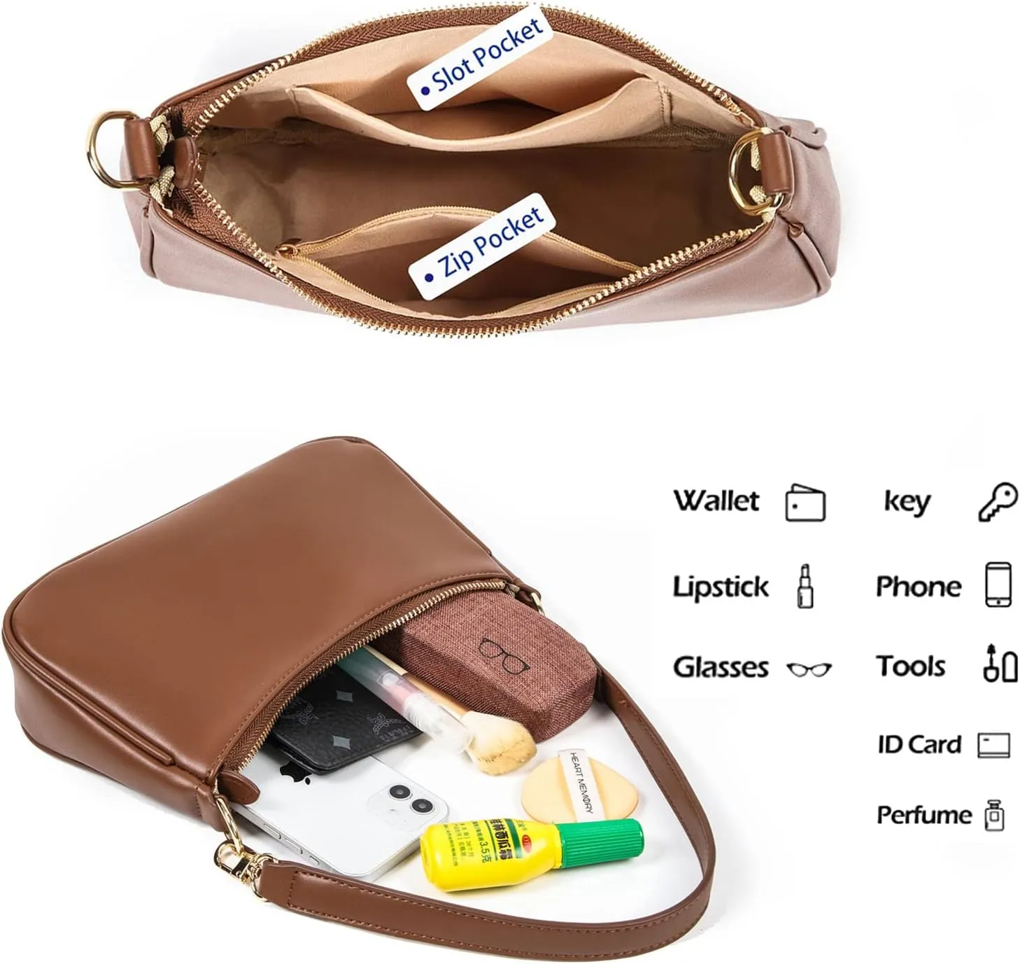 VODIU Clutch Tote Handbags with 2 Removable Straps and Zipper Closure Crossbody Bags Shoulder Purse Handbag for Women