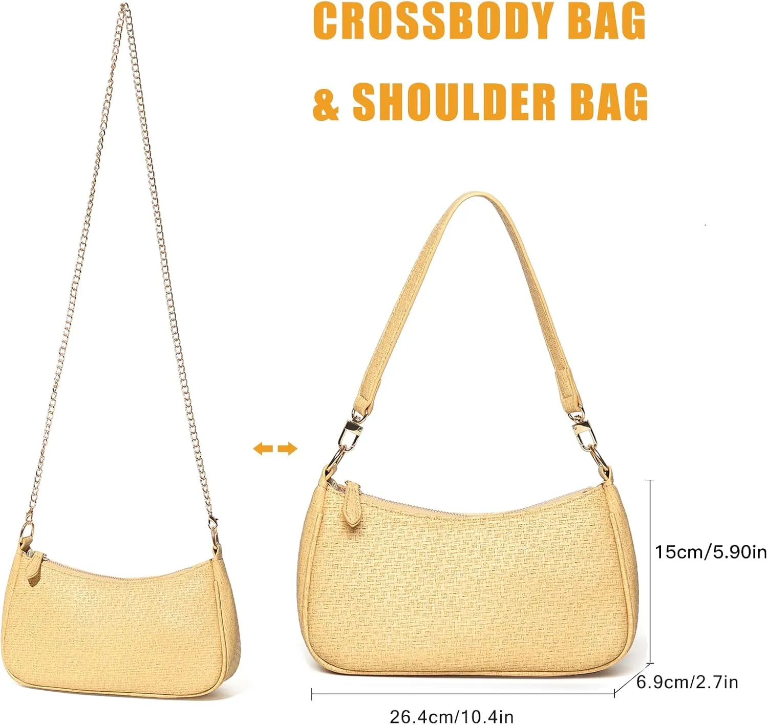 VODIU Clutch Tote Handbags with 2 Removable Straps and Zipper Closure Crossbody Bags Shoulder Purse Handbag for Women