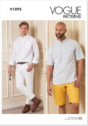 Vogue Men's Semi-Fitted Shirt, Shorts, and Mid-Rise Jeans Sewing Pattern Kit, Design Code V1895, Sizes 34-36-38-40