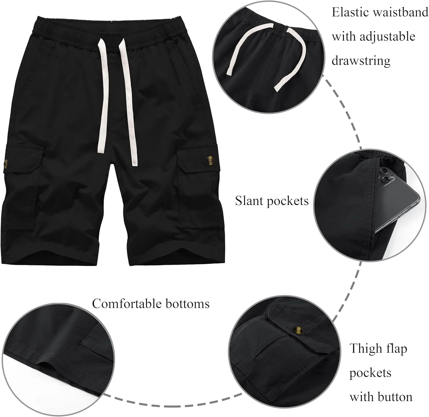 VtuAOL Women's Cargo Shorts Elastic Waist Comfy Cotton Loose Fit Shorts