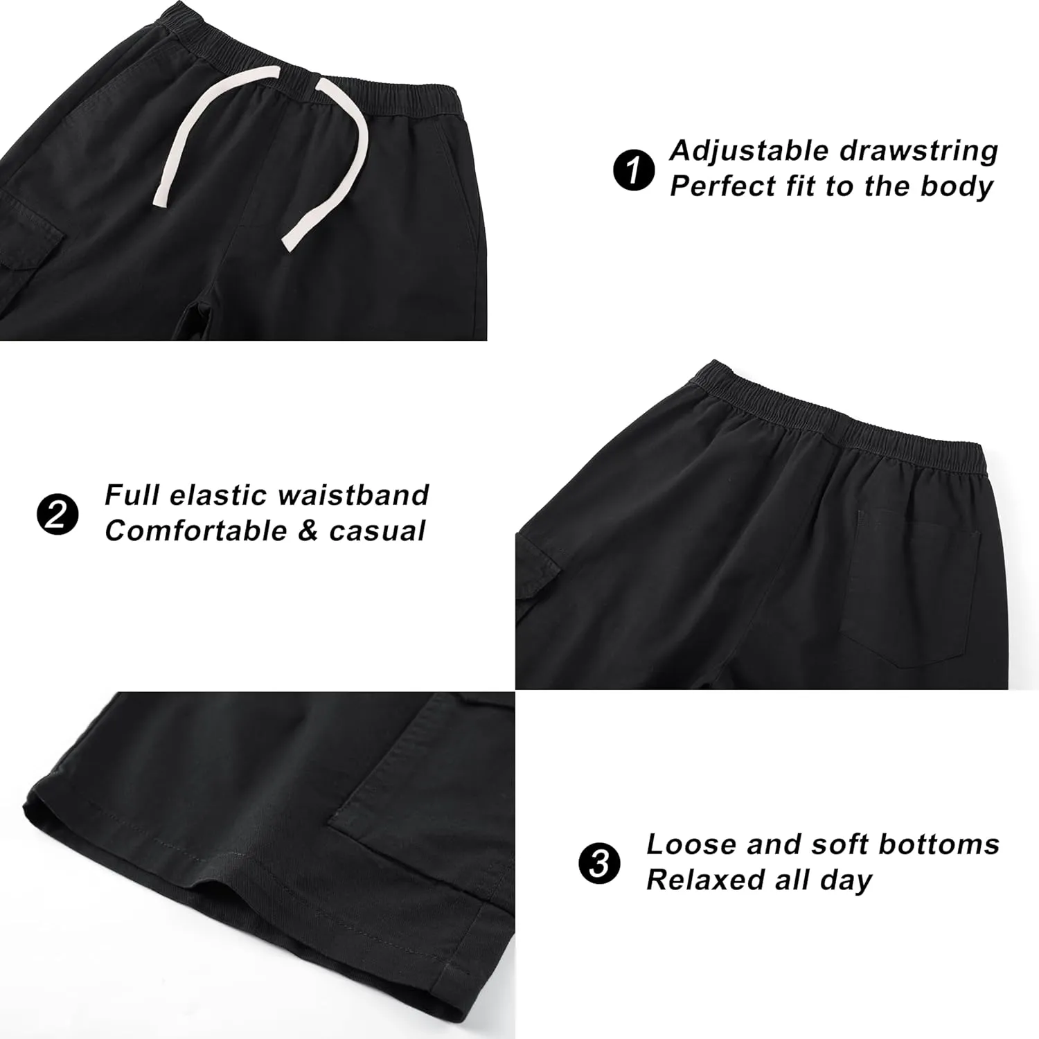 VtuAOL Women's Cargo Shorts Elastic Waist Comfy Cotton Loose Fit Shorts