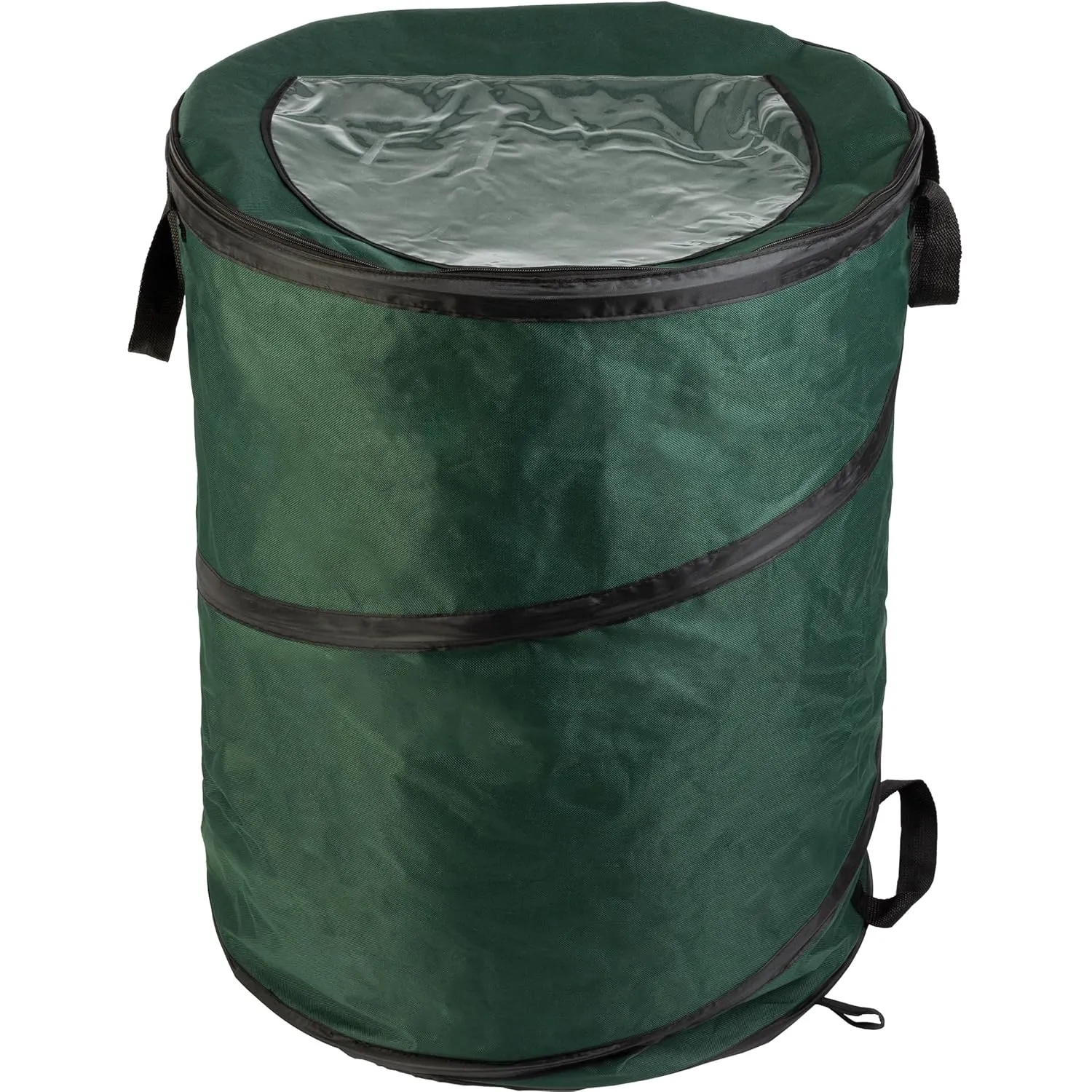 Wakeman Outdoor Trash Can - 46-Gallon Collapsible Garbage Can with 3 Stakes - Pop Up Trash Bin for Camping, Storage, or Yard Waste Outdoors (Green)