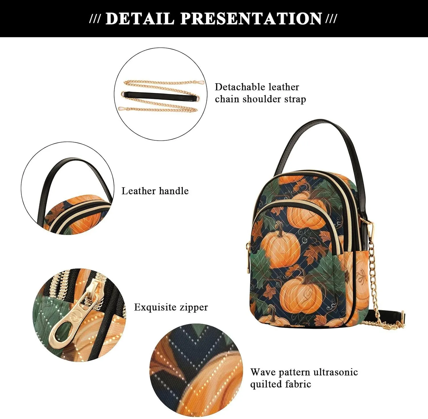Watercolor Pumpkins Womens Shoulder Bags Crossbody, Womens Shoulder Purse, Shoulder Bag for Women