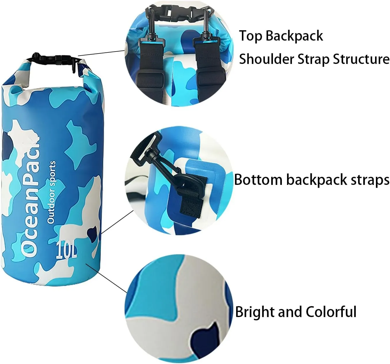 Waterproof Dry Bag 5L/10L/20L for men- PVC Material, Camo Design, Single/Dual Shoulder Straps for Kayaking, Swimming, Beach, Boating & Outdoor Activities (GREEN CAMO, 20L)