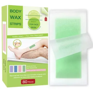 Wax Strips for Hair Removal - 80PCS Body Waxing Strips Patches with 20 Bags Calming Oil Wipes Honey Depilatory Patch at Home Easy Hair Removal for Men, Women, Face, Body