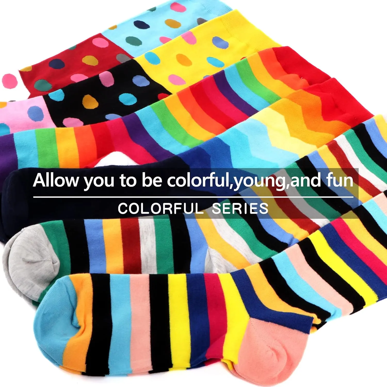 WeciBor Women's Funny Novelty Multi Colorful Pattern Cotton Knee High Socks