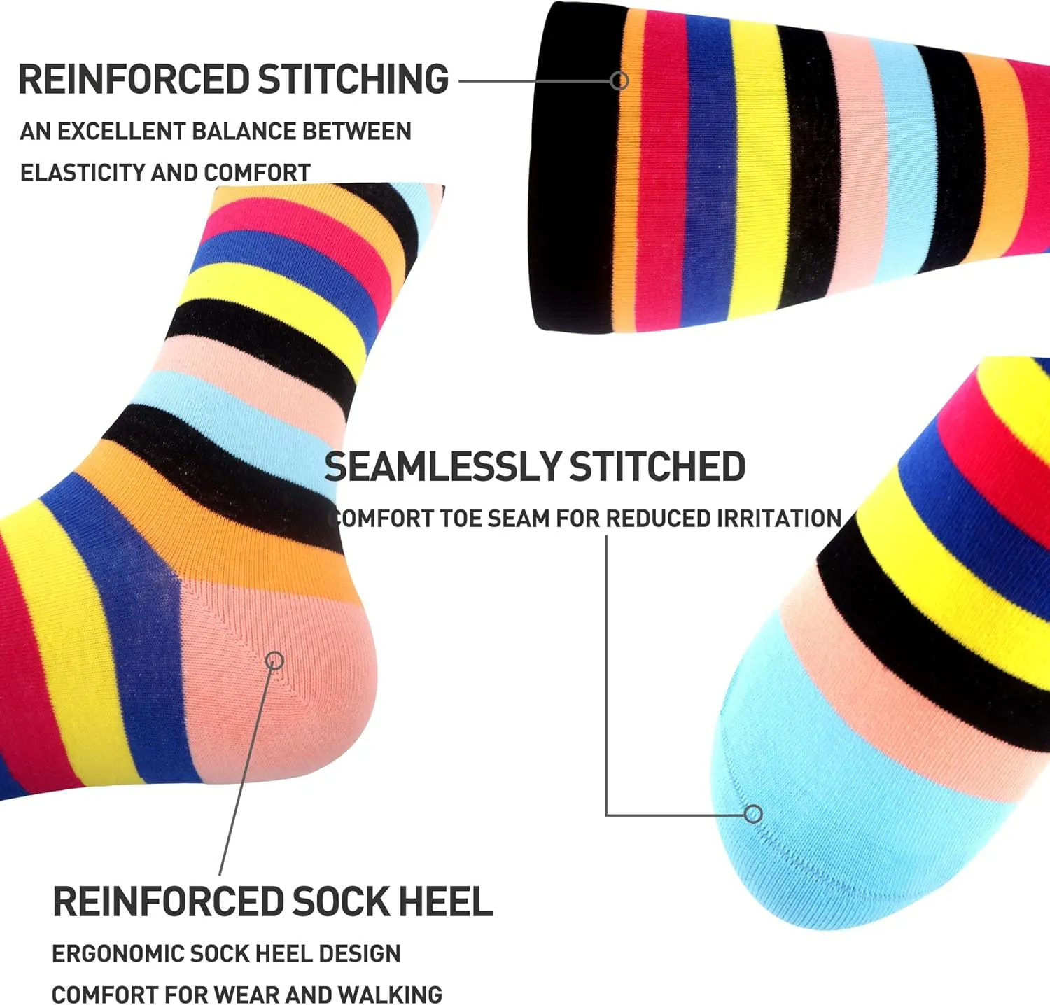 WeciBor Women's Funny Novelty Multi Colorful Pattern Cotton Knee High Socks