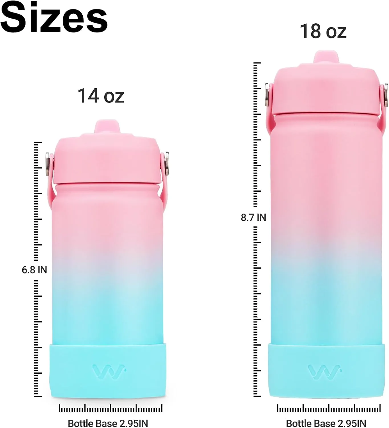 WEREWOLVES 14oz Kids Water Bottle with Straw Lid, Shoulder Strap and Boot - Insulated Stainless Steel, Reusable Leakproof Metal Water Bottles for School Boys Girls (Sweet Taffy, 14 oz)