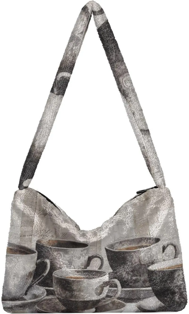 White Cute Dog Green Paper Womens Shoulder Handbags, Underarm Shoulder Bag, Book Totes for Women